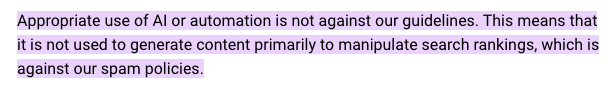 Google's answer about AI-generated content.
