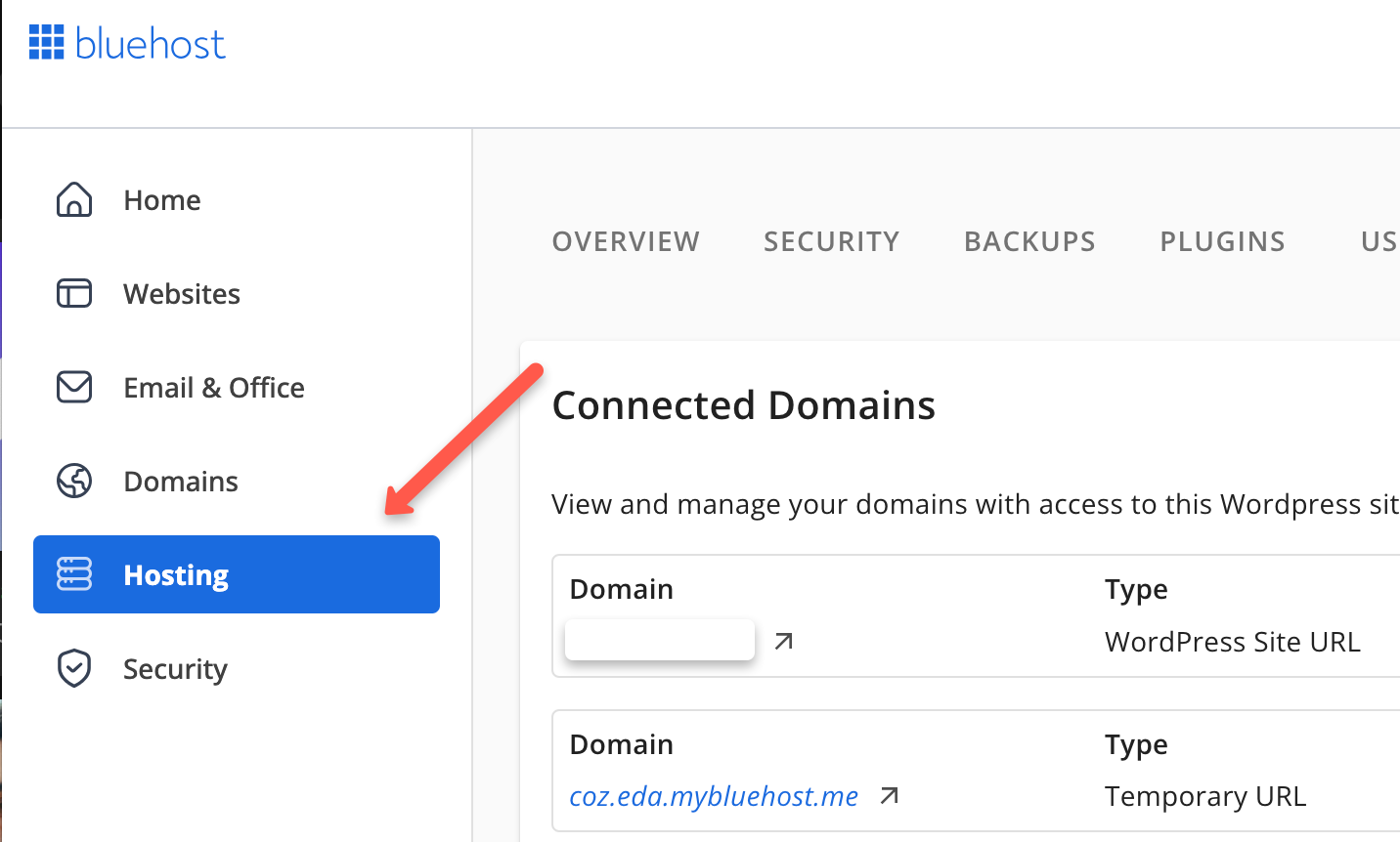 Click on the hosting button