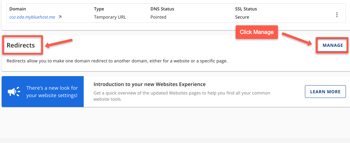 Click on the manage button