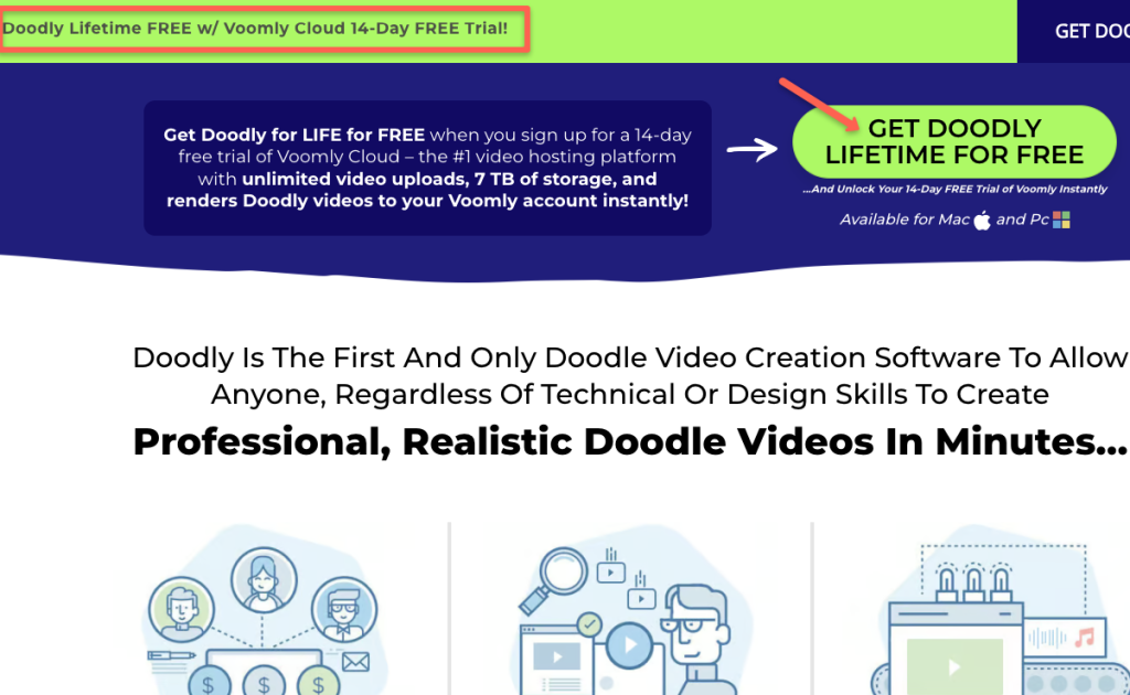 Doodly is offering a 14-day free trial for its Voomly cloud plan. After the trial, continue with Voomly Cloud for just $49.