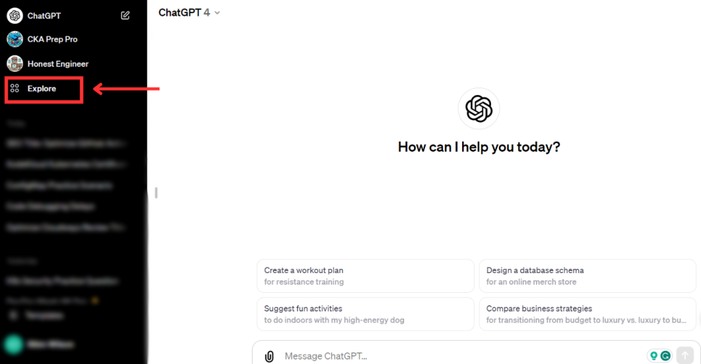 ChatGPT 4 dahsboard