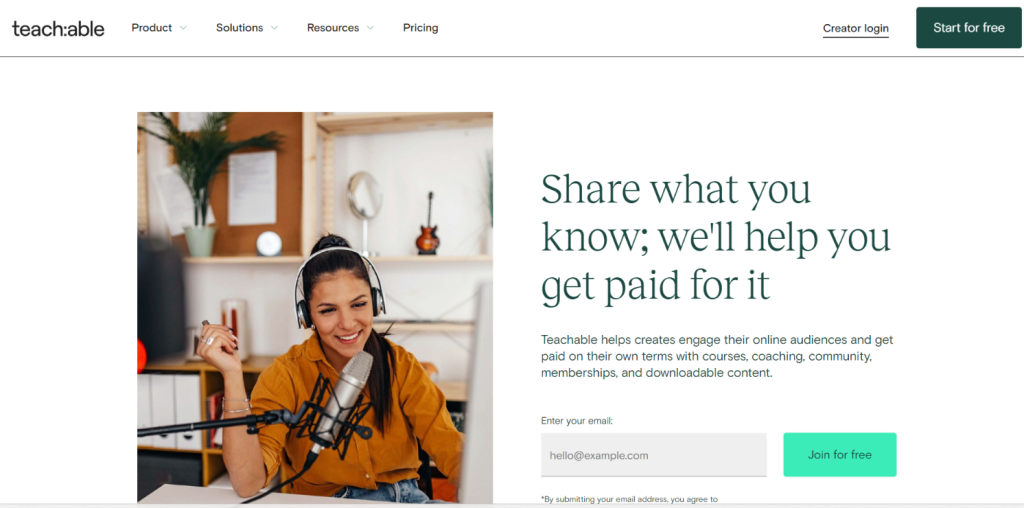 Teachable review: Home page of Teachable