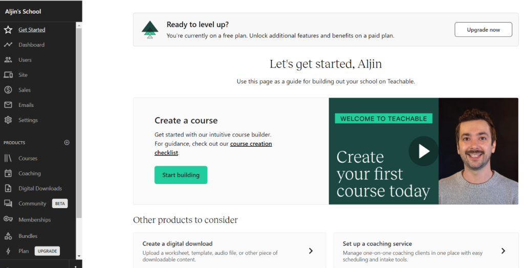 Teachable review: atlast the dashboard of Teachable
