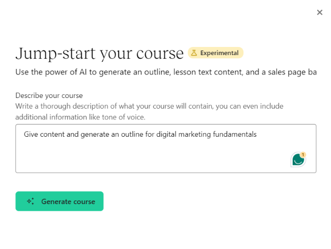 Teachable review: AI helping to generate outline of my course
