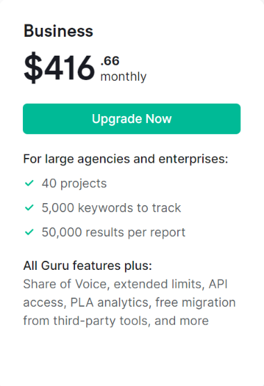 Semrush cost: semrush monthly business plan