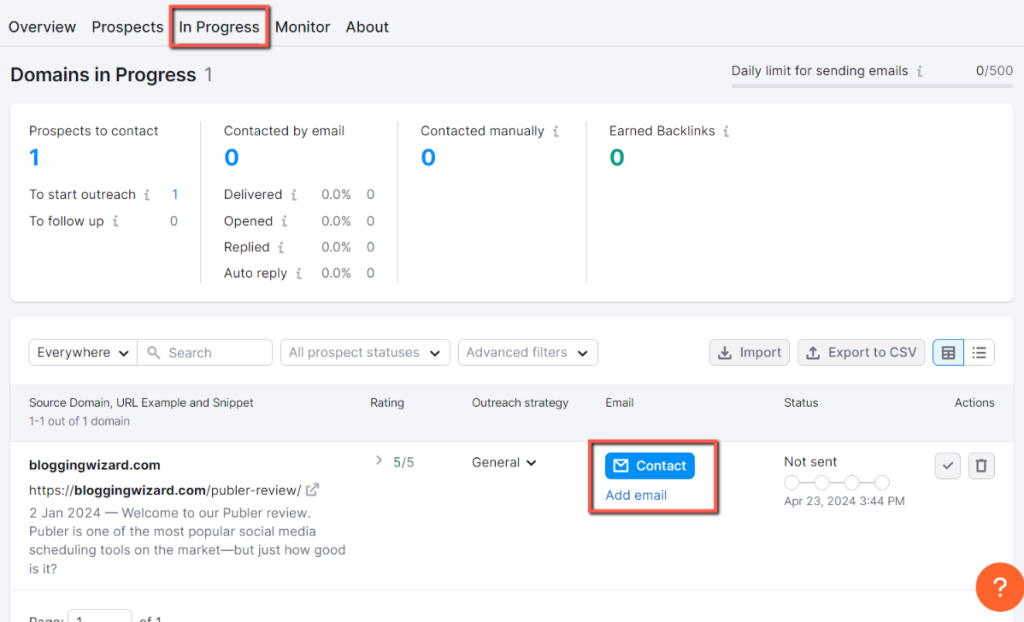 Now go to the In-Progress slide to send the email.