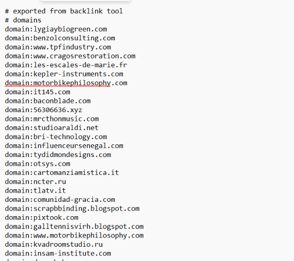 Remove toxic backlinks: Now export these toxic domains in a TXT format.