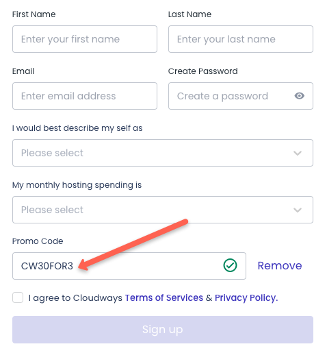 Cloudways promo code: get 30% discount for cloudways hsoting with the promo code CW30FOR3