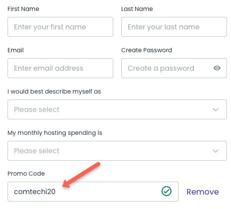 20% discount on all cloudways plans, user have to use code comtechi20 on the checkout box to get the discount