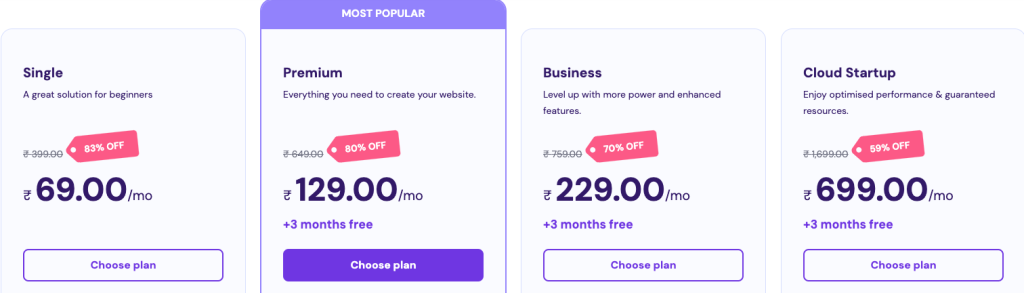 Hostinger Black Friday Deals for 2024, which is officially announced by Hostinger. The plan includes, single, Premium, Business, Cloud Satrtup