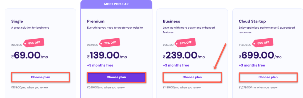 Click on the choose the plan button