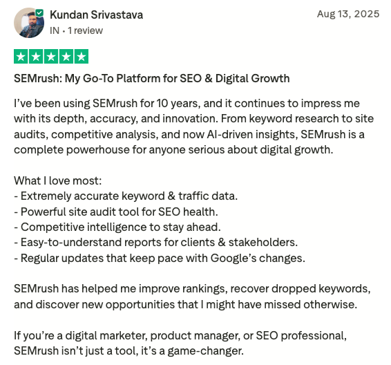 Semrush Real-User Reviews