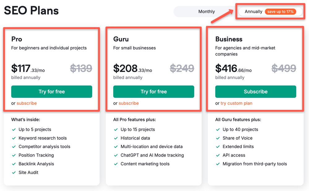 Use semrush coupon & discount to get 17% OFF on its Pro, Guru, and Business annual plans