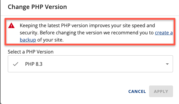 View of PHP version