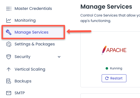 Go to manage services