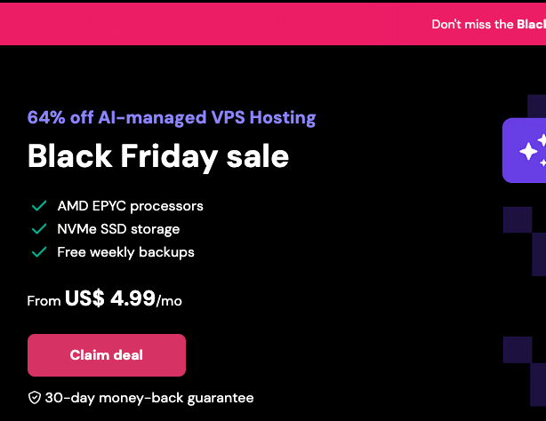 VPS Hosting Black Friday - Hostinger VPS Hosting