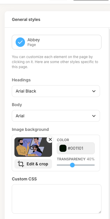 Kit landing form edit options