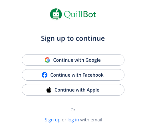 Sigin to create account or login if you already have a account in QuillBot