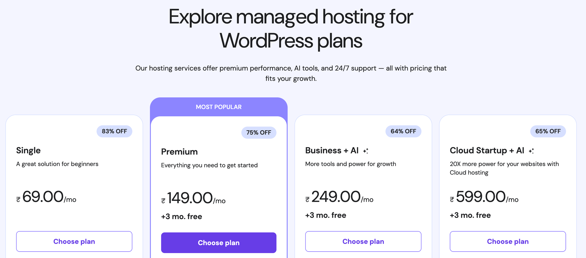 Hostinger Hosting for Wordpress Pricings and plans