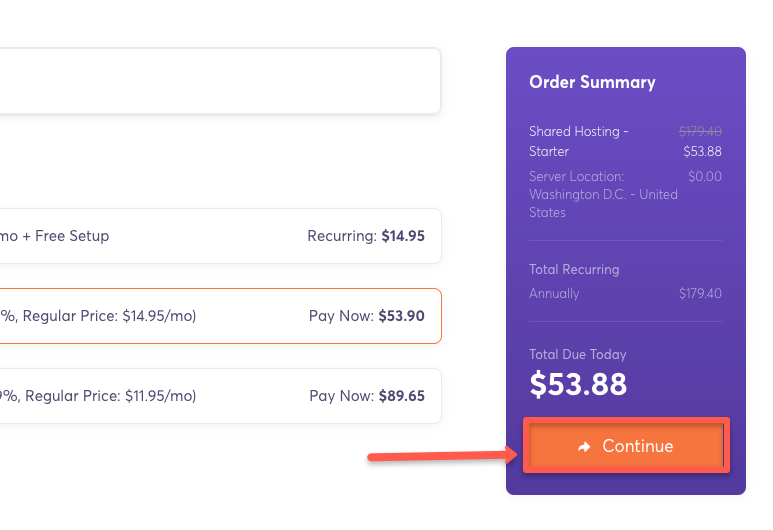Click the continue button