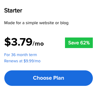 Bluehost Starter Plan