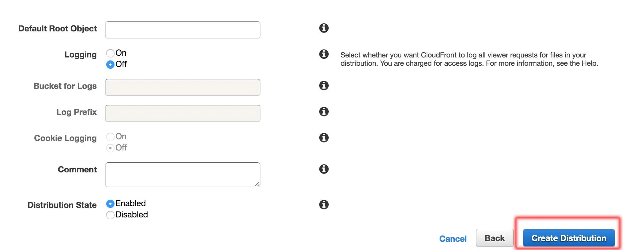 cloudfront Distribution Settings for drupal