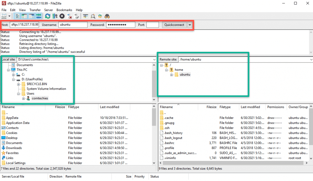 Transfer files from windows to Linux using FTP