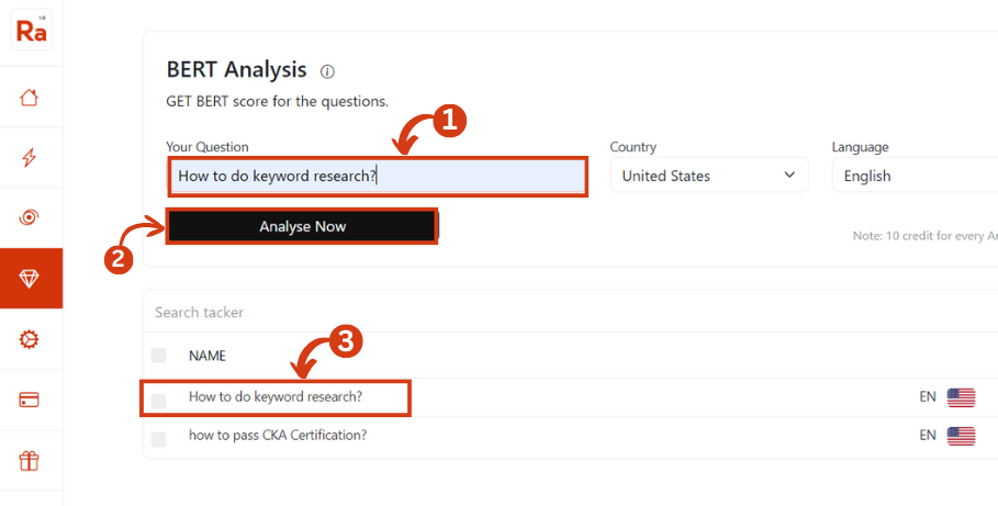 Rankatom: BERT analysis page and steps to do