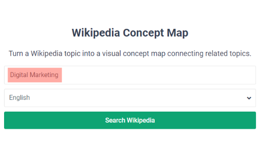 Example: wikipedia concept map in frase,io. 