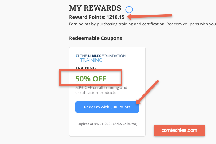 50% Linux Foundation Discount using tux reward points.