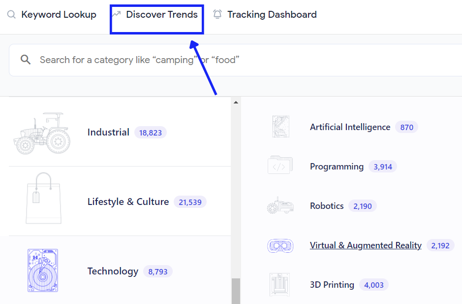 Glimpse example: Discover trending topics page in glimpse