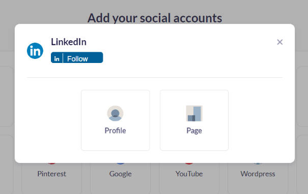 Publer exmaple: how to add linkedin profile or page to your publer account