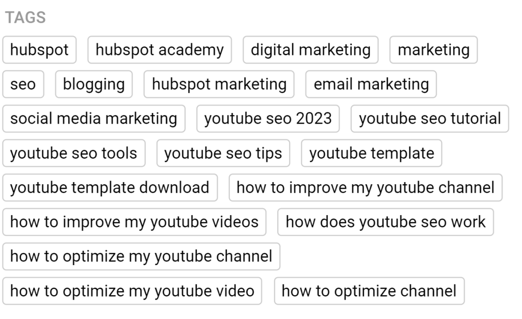 Video SEO example: identify tags from competitors