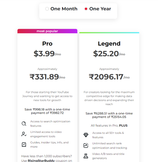 TubeBuddy review: yearly plans and prices of TubeBuddy