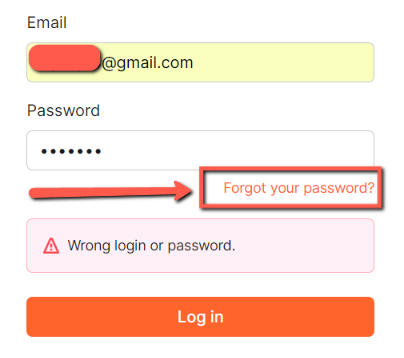 page for forgot your password