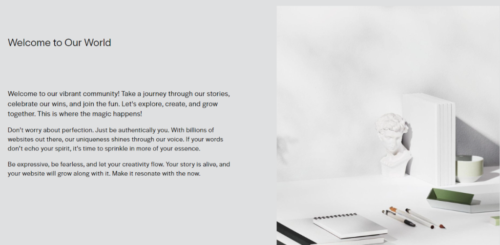 Squarespace review: this is my about page, that created by Squarespace