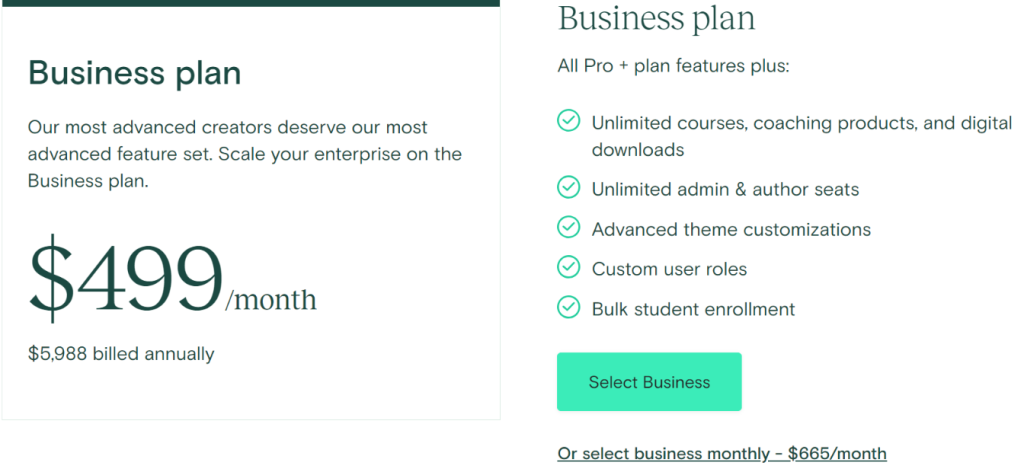 Teachble review: business plans and pricing  of Teachable