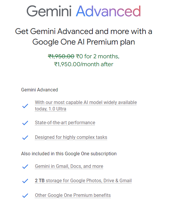 Gemini advanced price