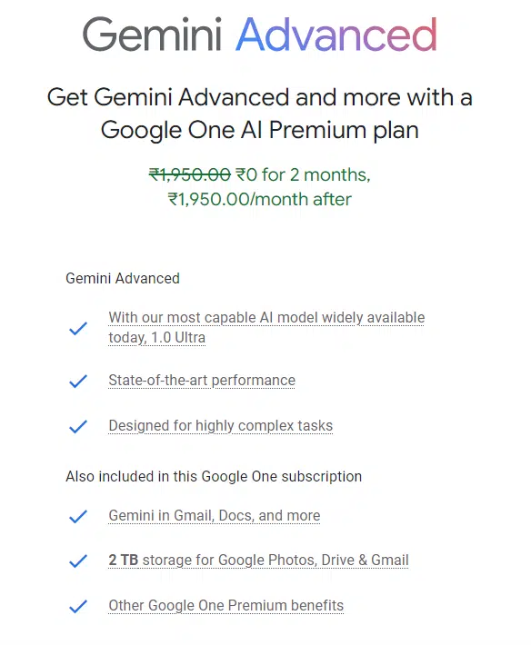 Gemini advanced price